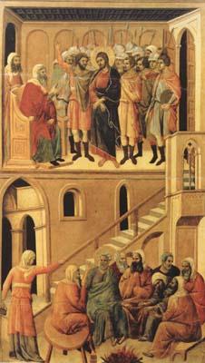 Duccio di Buoninsegna Peter's First Denial of Christ and Christ Before the High Priest Annas (mk08) Norge oil painting art